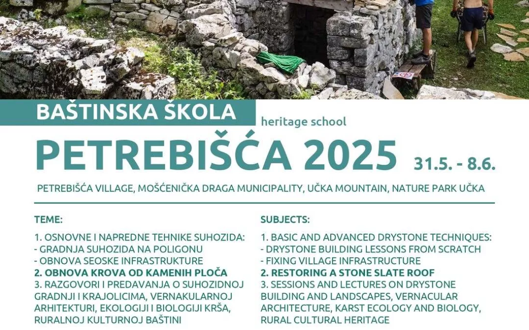 [POZIV ZA PRIJAVE] 15. međunarodna baštinska škola – Petrebišća 2025.